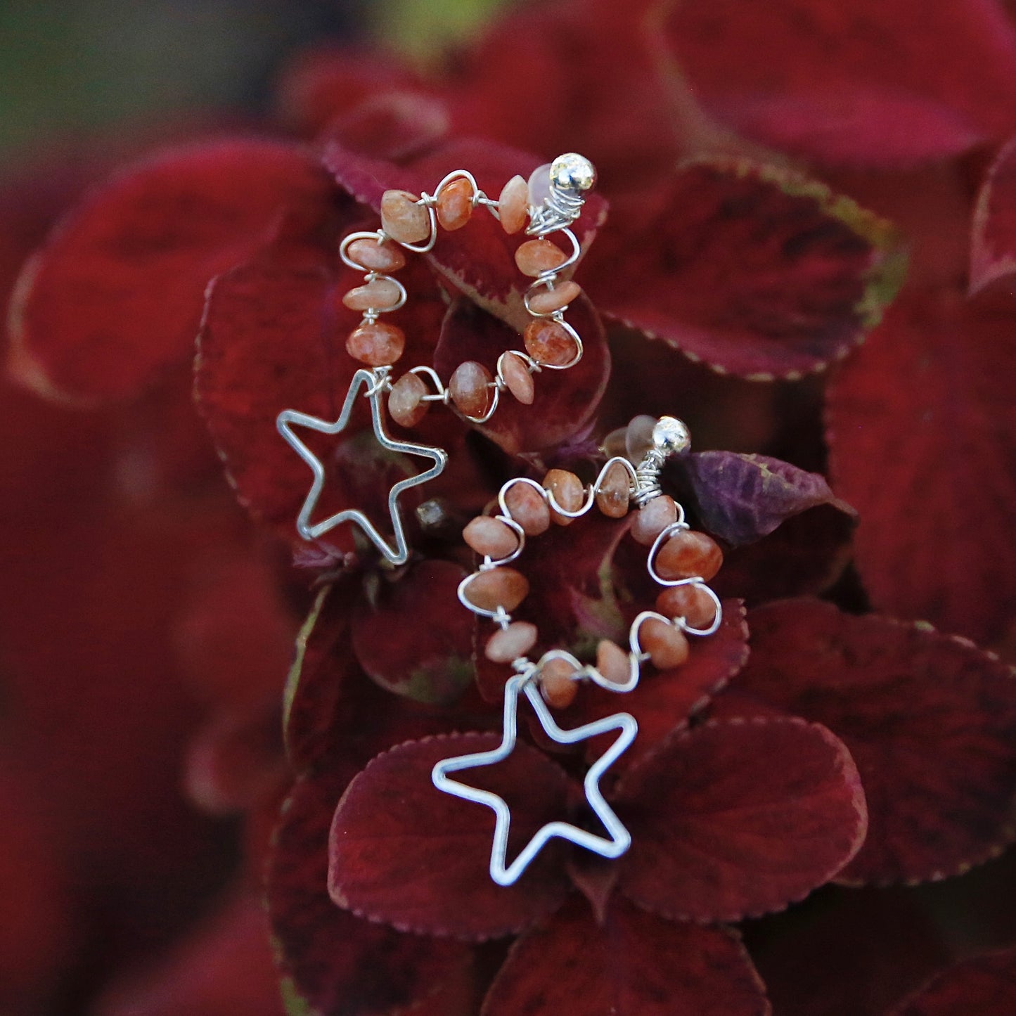 Sunstone Star Loop Earrings
