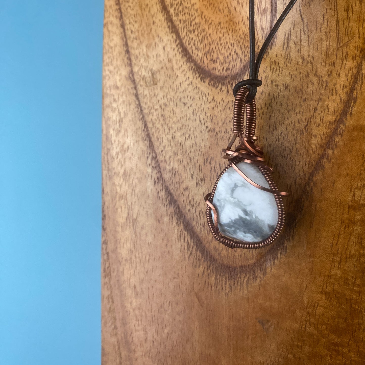 White Howlite Wire Wrapped Pendant