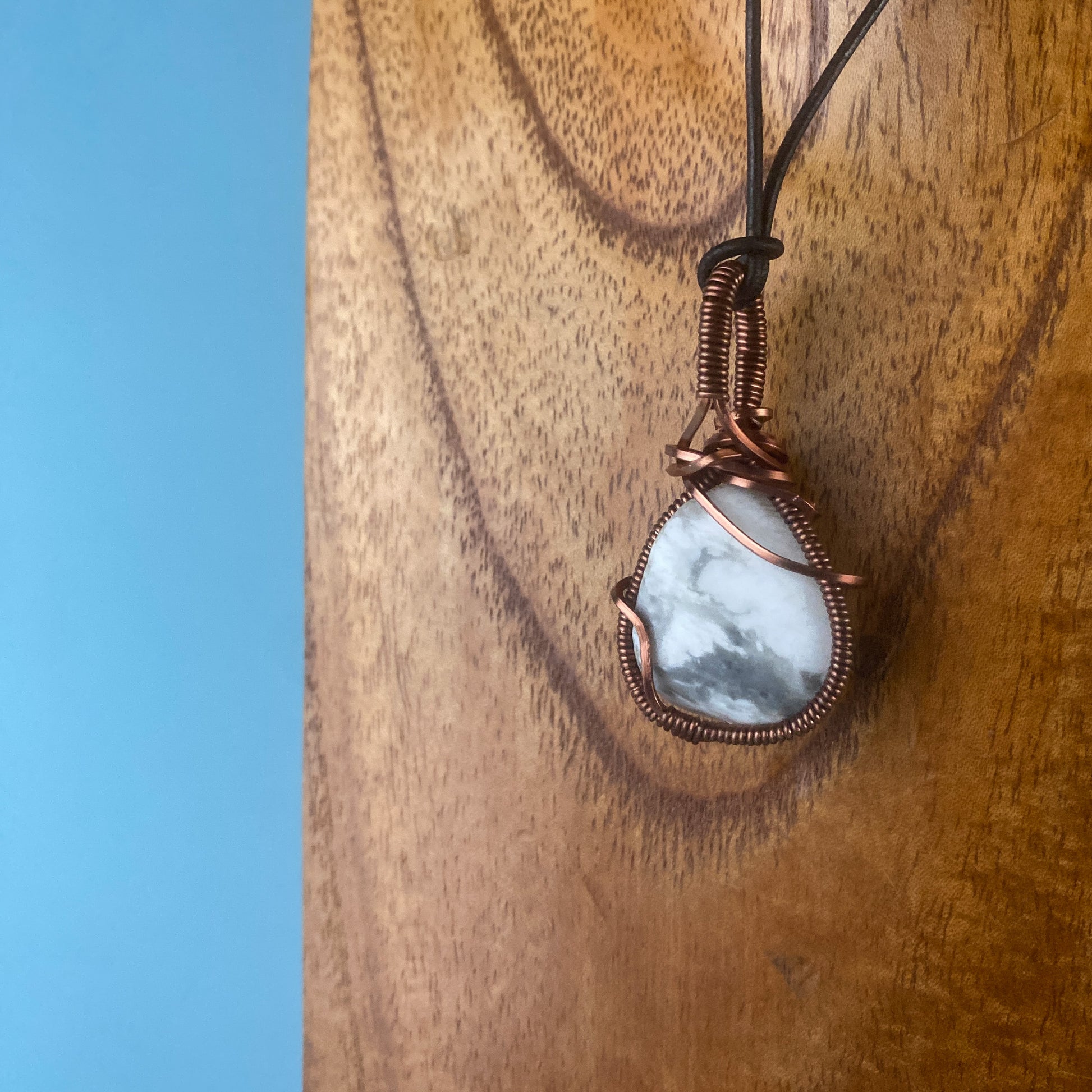 White Howlite Wire Wrapped Pendant
