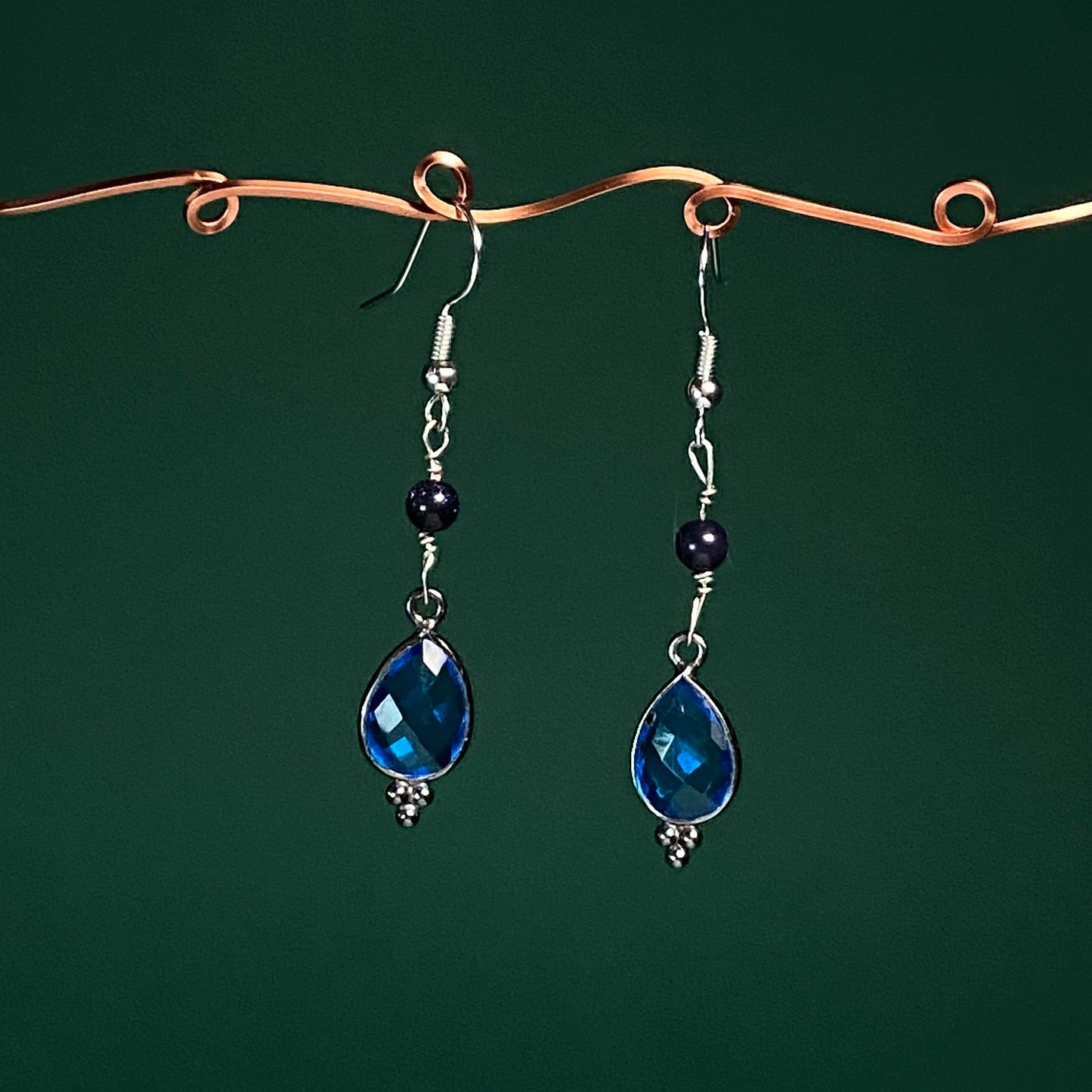 London Blue Quartz & Blue Goldstone Earrings