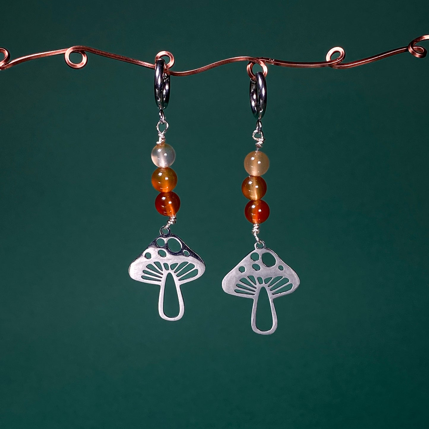Tri-Tone Carnelian Shroom Earrings