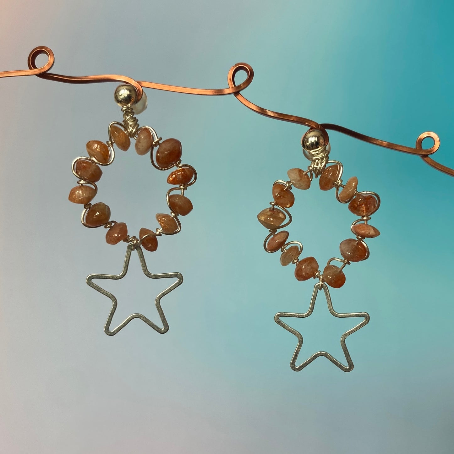 Sunstone Star Loop Earrings