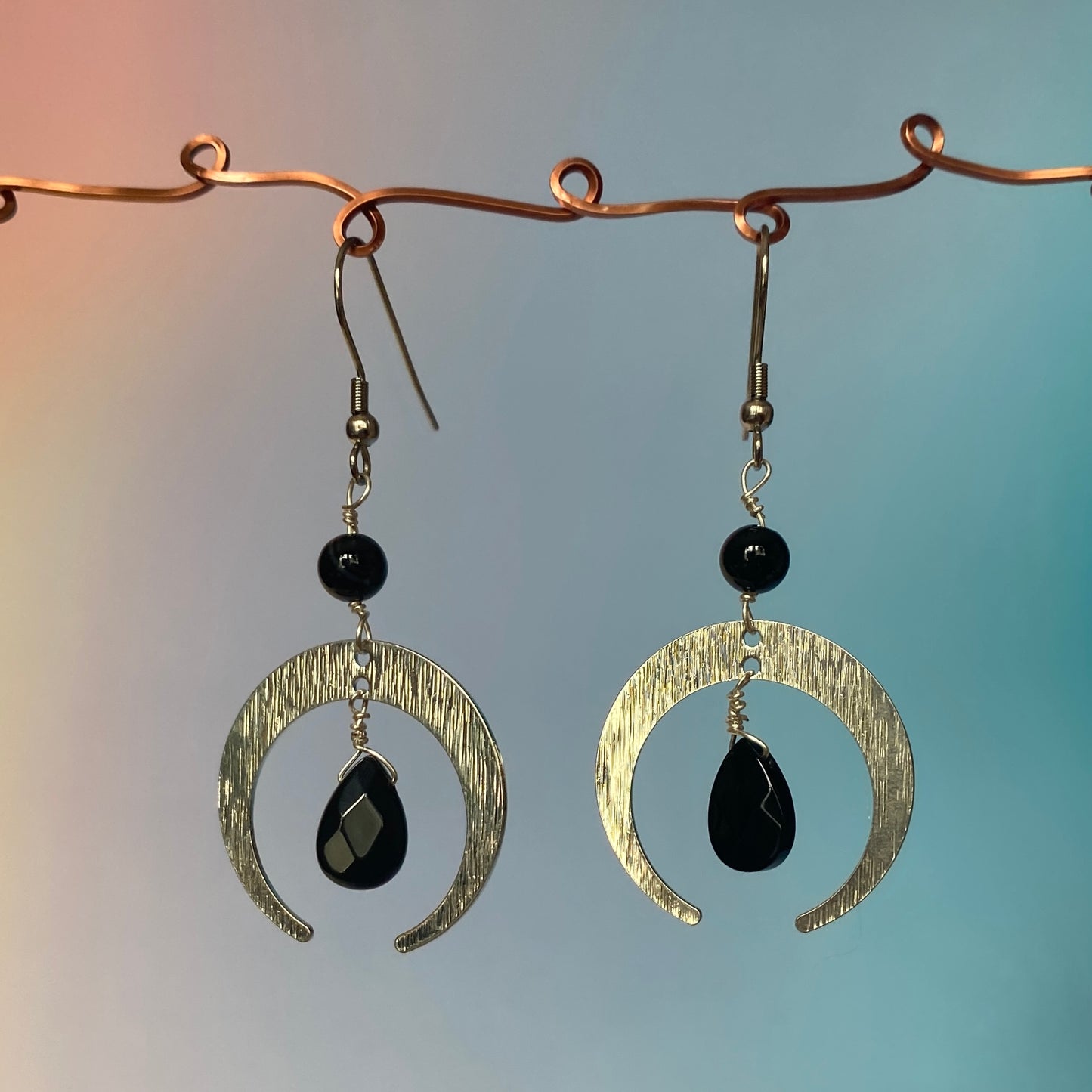 Onyx & Jasper Moon Earrings
