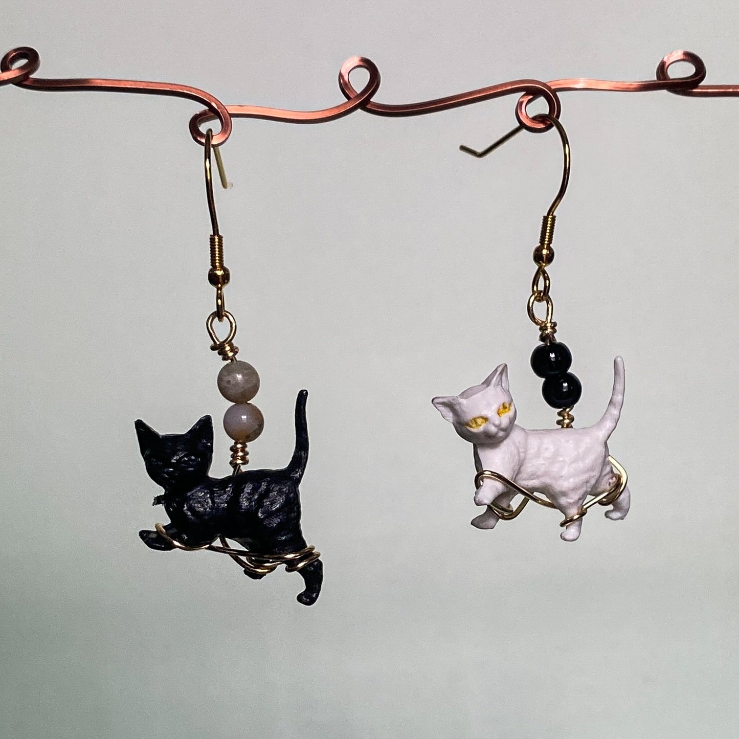 Black & White Cat Earrings