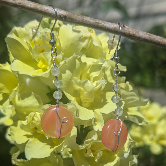 Cherry Quartz & Agate Earrings