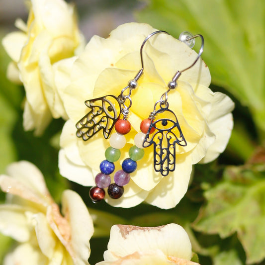 Chakra Hamsa Earrings