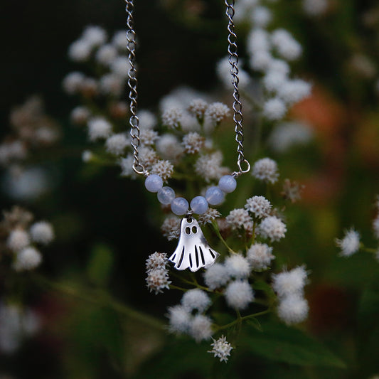 Blue Lace Agate Ghost Necklace