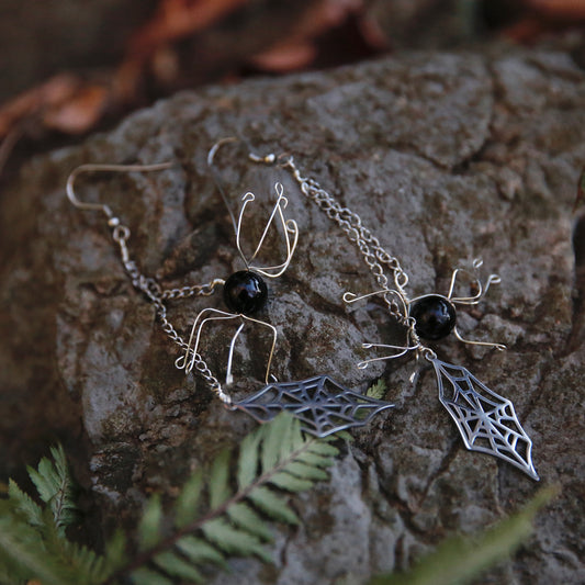 Agate Spider Earrings