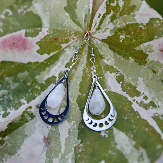 Moonstone Moon Phases Earrings