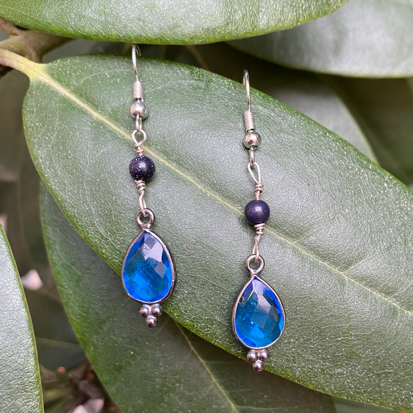 London Blue Quartz & Blue Goldstone Earrings