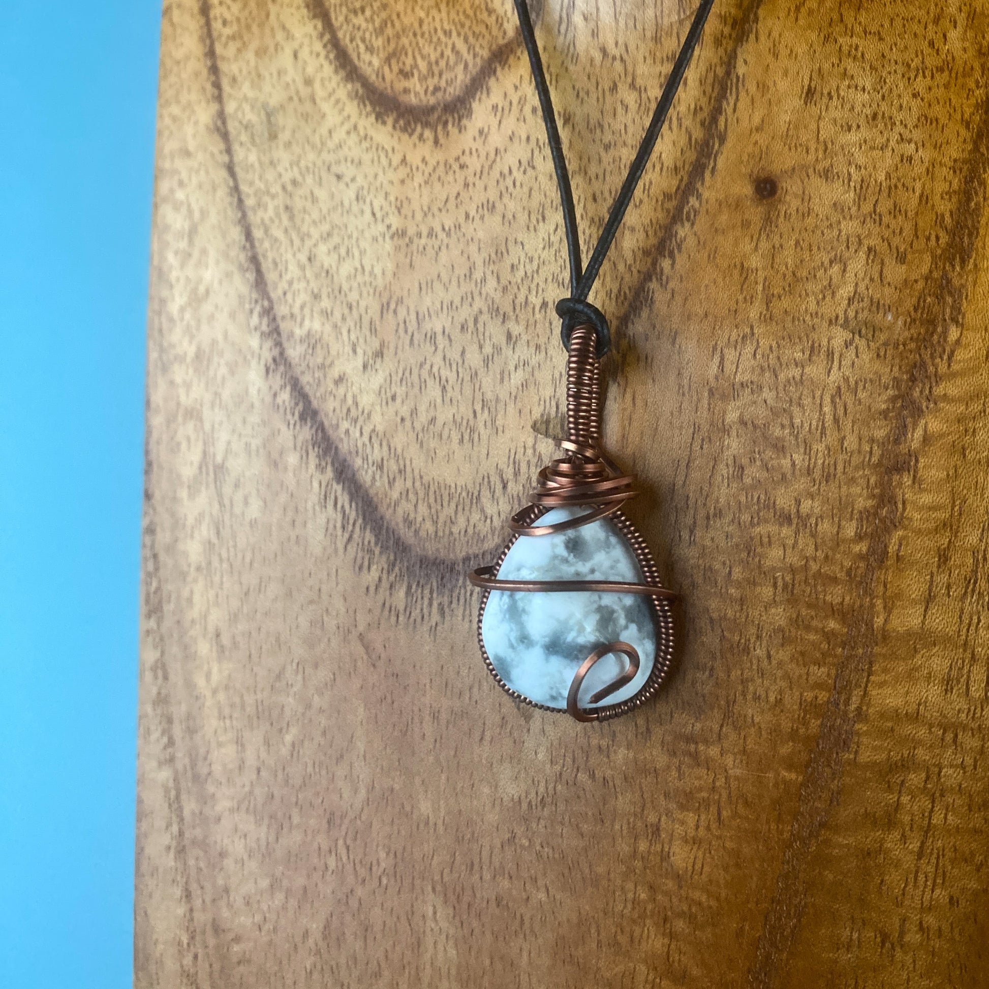 White Howlite Wire Wrapped Pendant