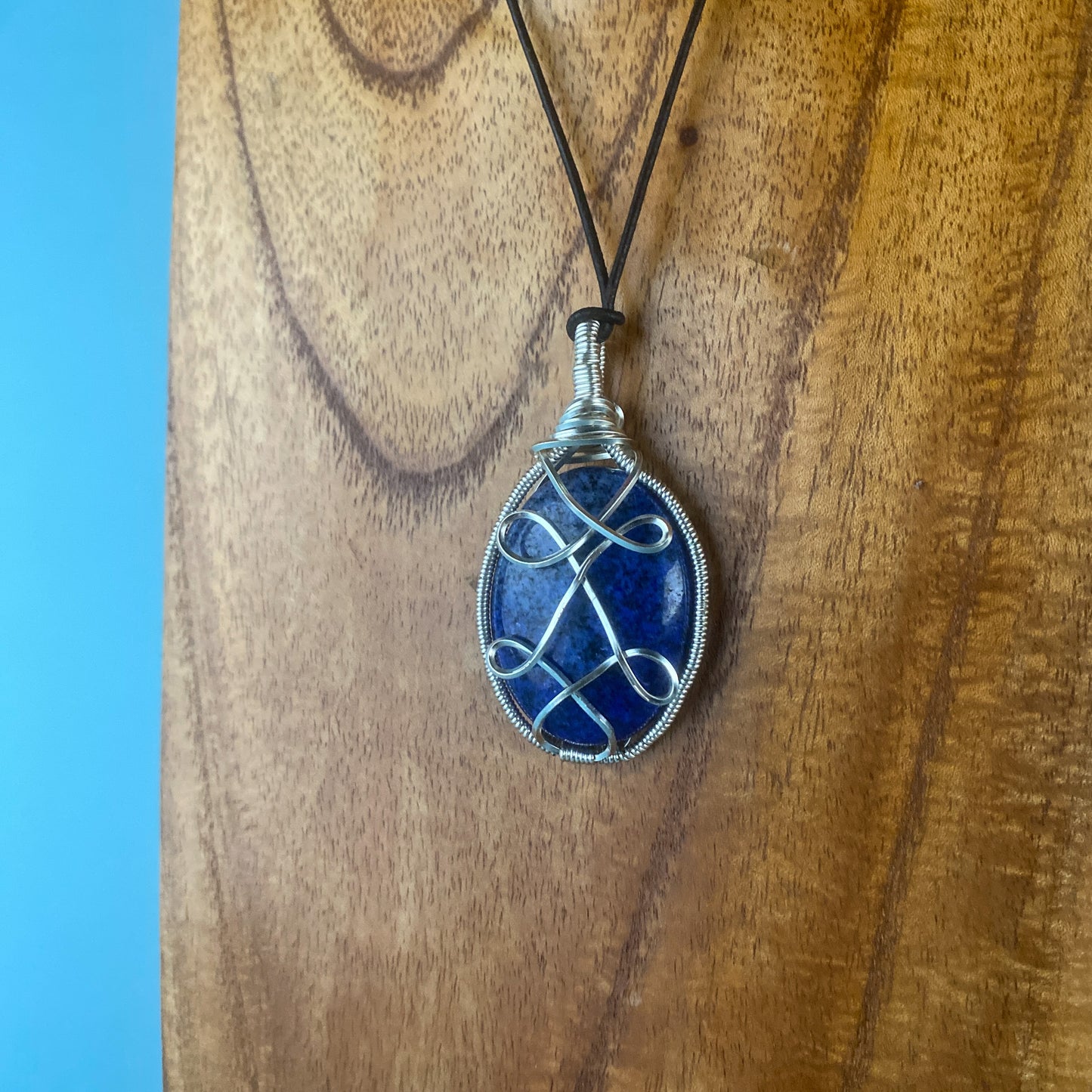 Lapis Lazuli Wire Wrapped Pendant