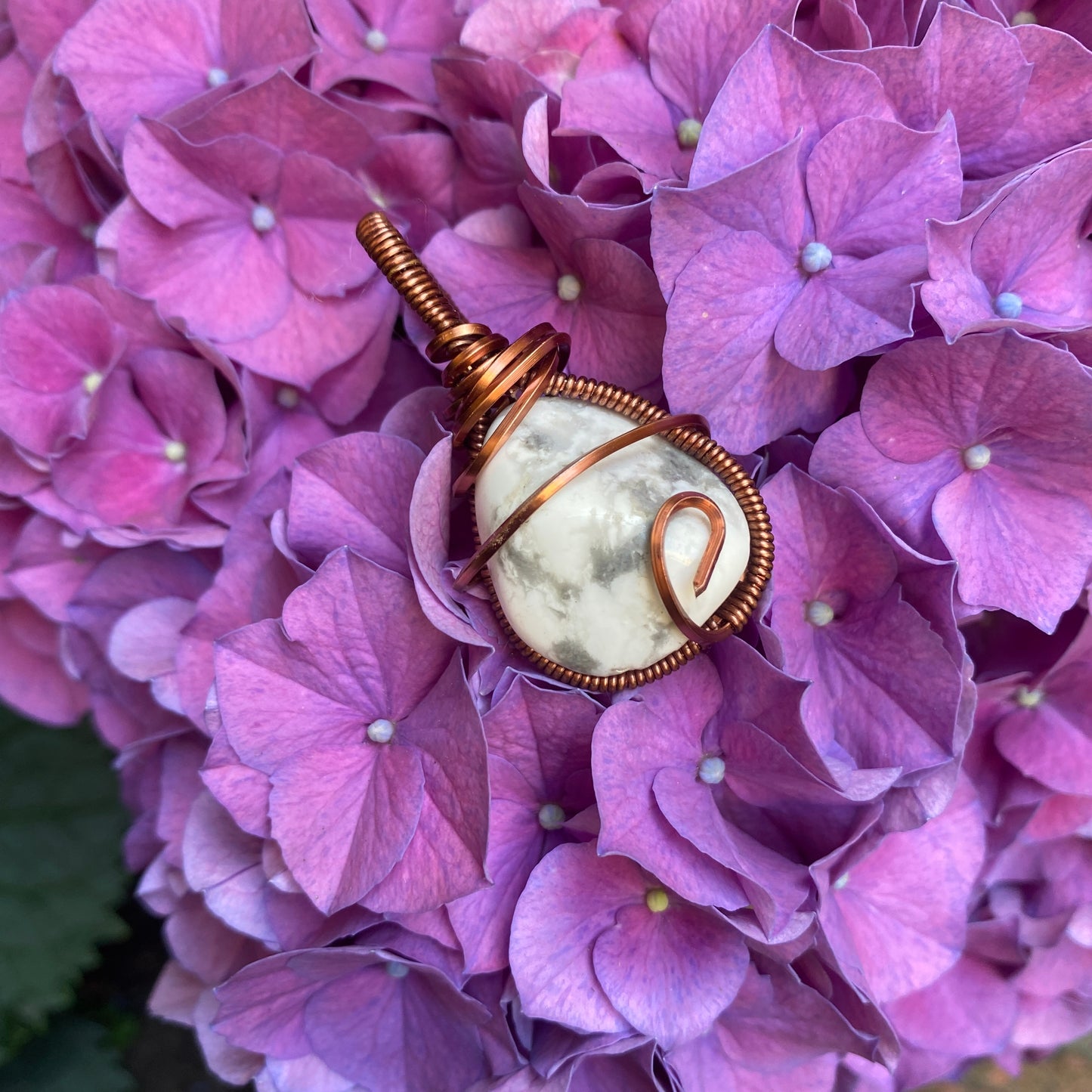 White Howlite Wire Wrapped Pendant