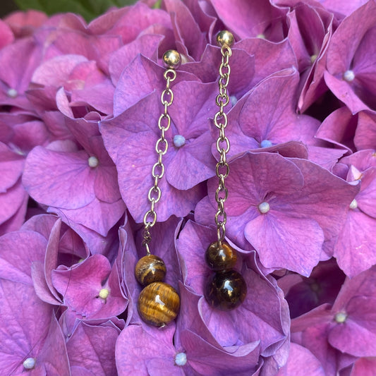 Tiger's Eye Single Dangle Earrings