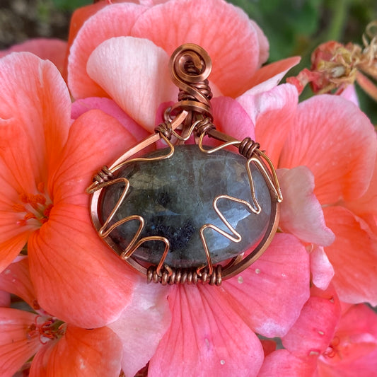 Labradorite Bat Wire Wrapped Pendant