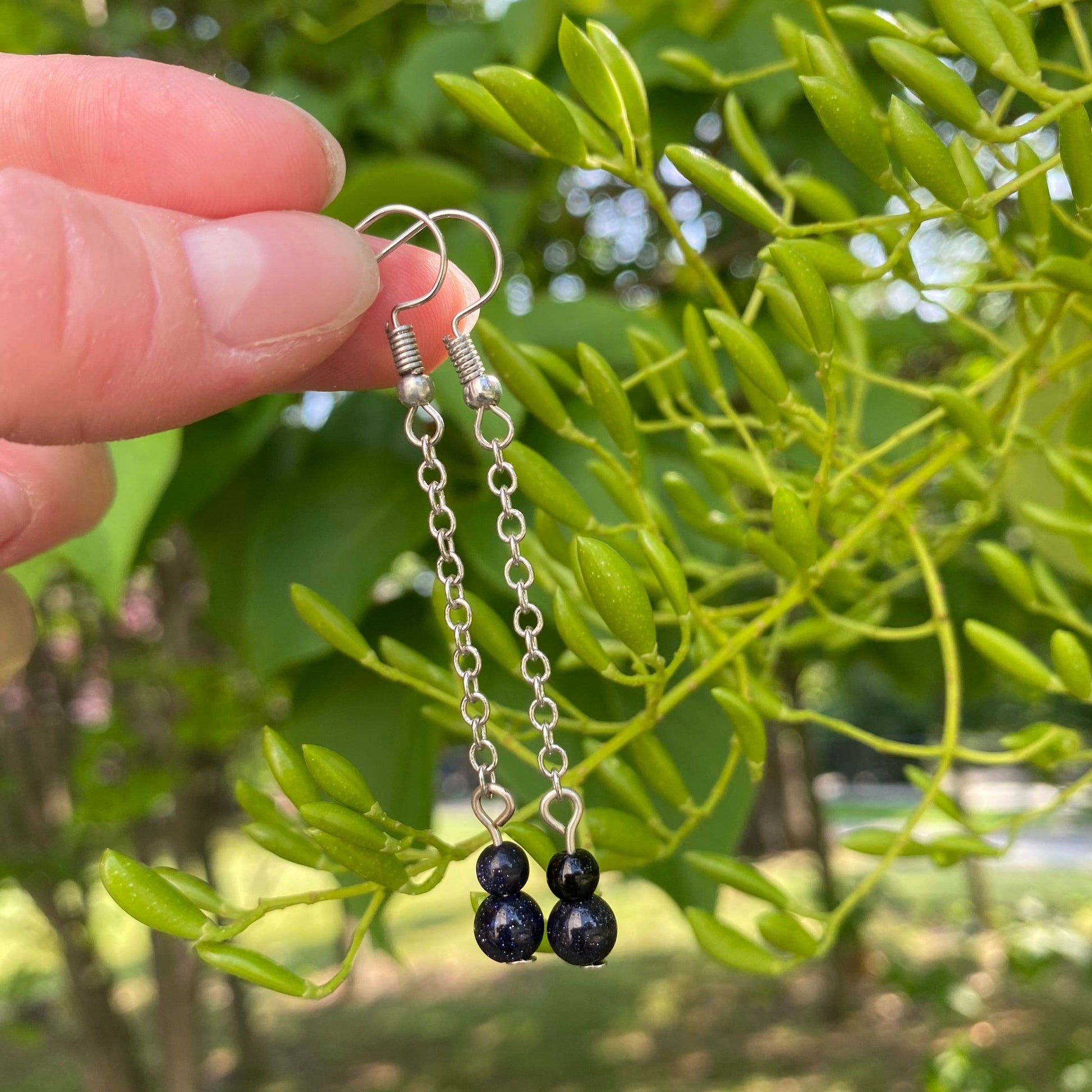 Blue Goldstone Dangles