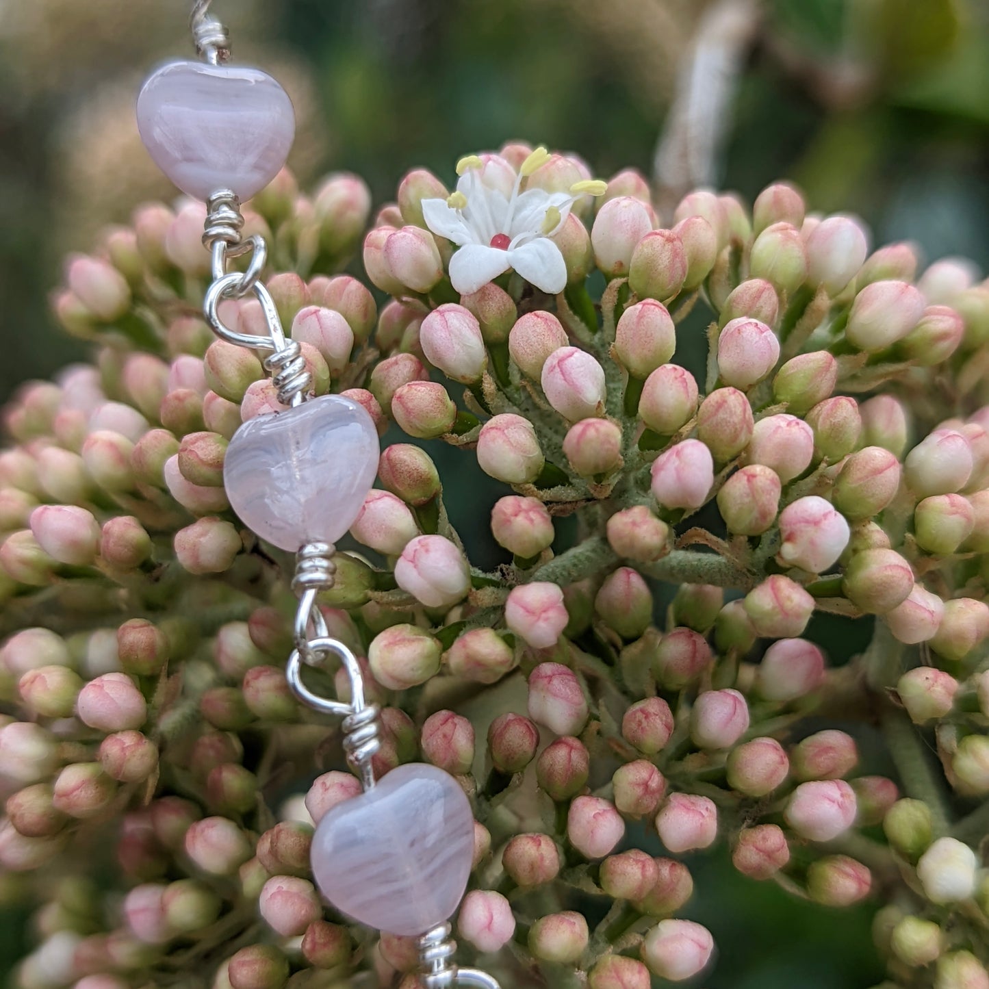 Rose Quartz Hearts Beaded Choker