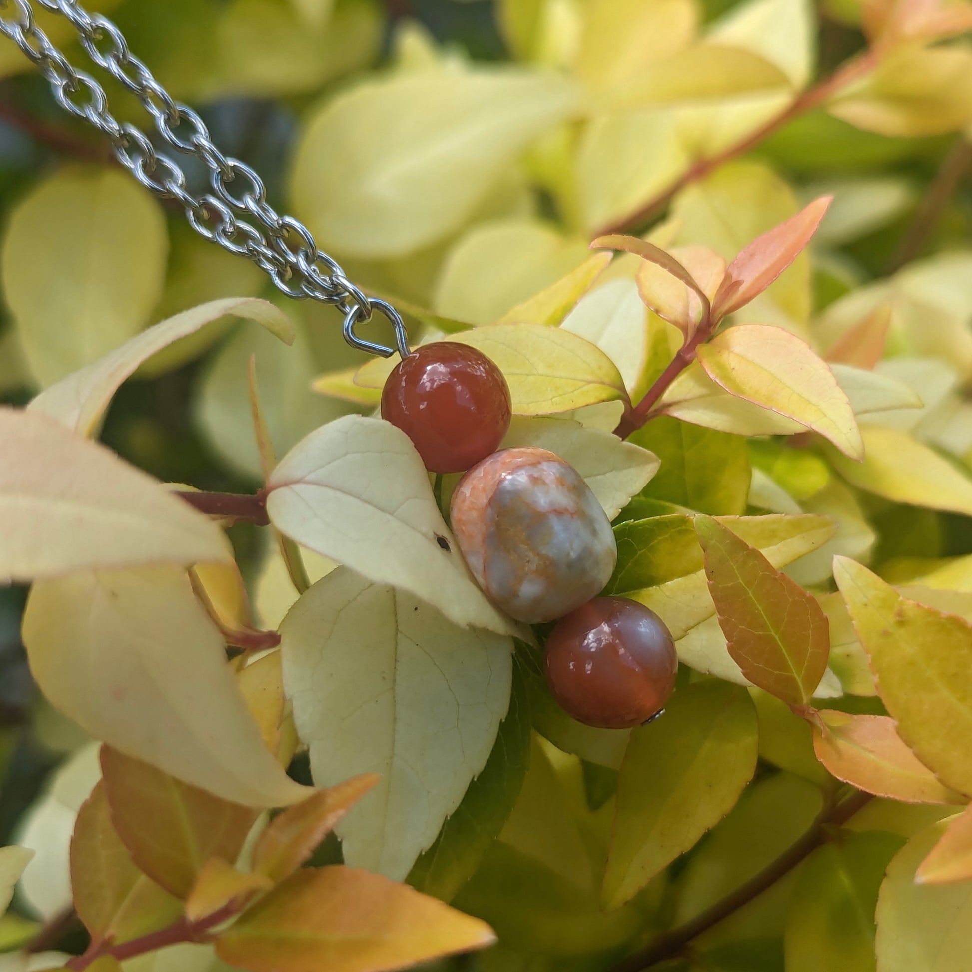 Dolomitic Marble & Carnelian Necklace